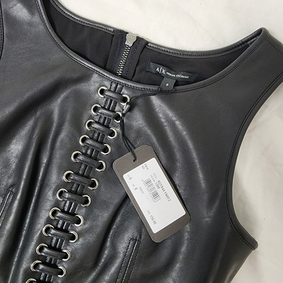 Armani Exchange FAUX-LEATHER MINI DRESS - Picture 2 of 6